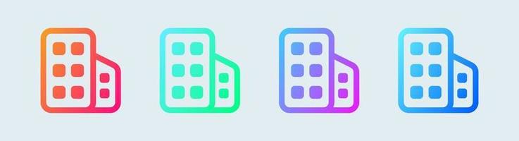 Building line icon in gradient colors. Architecture signs vector illustration.