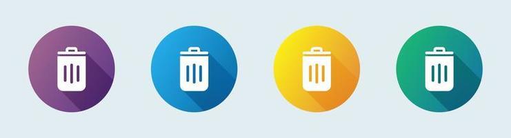Trash bin solid icon in flat design style. Delete signs vector illustration.