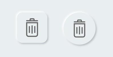 Trash bin line icon in neomorphic design style. Delete signs vector illustration.