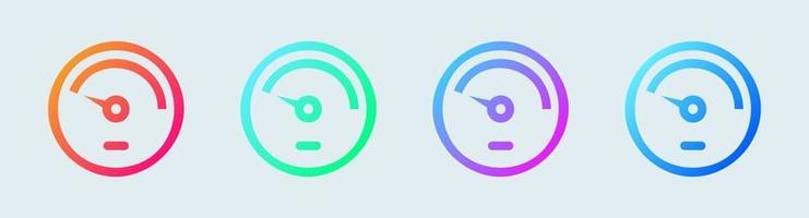 Speedometer line icon in gradient colors. Performance indicator signs vector illustration.