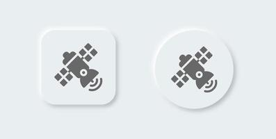 Satellite solid icon in neomorphic design style. Antenna signs vector illustration.
