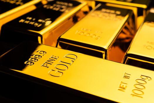 Close up of gold bars. financial concept photo
