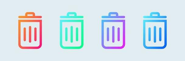 Trash bin line icon in gradient colors. Delete signs vector illustration.