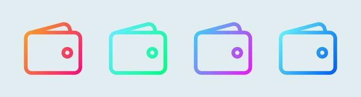 Wallet line icon in gradient colors. Finance signs vector illustration.