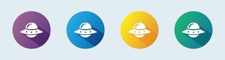 Ufo solid icon in flat design style. Alien space ship signs vector illustration.