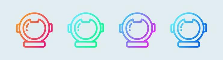 Astronaut line icon in gradient colors. Spaceman helmet signs vector illustration.