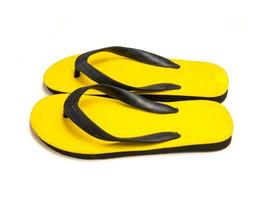 Yellow sandal on white background photo