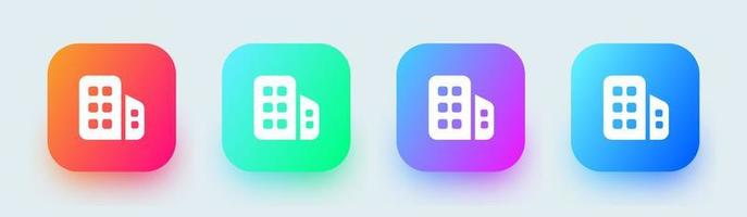 Building solid icon in square gradient colors. Architecture signs vector illustration.