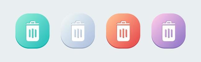 Trash bin solid icon in flat design style. Delete signs vector illustration.