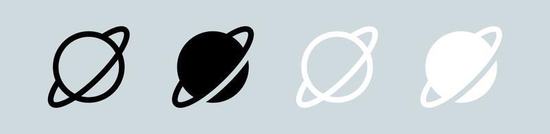 Planet icon set in black and white colors. Asteroid signs  vector illustration.