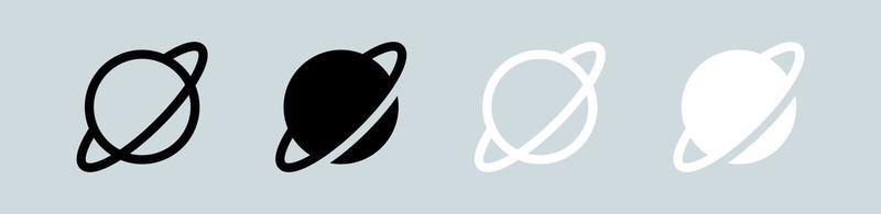 Planet icon set in black and white colors. Asteroid signs  vector illustration.