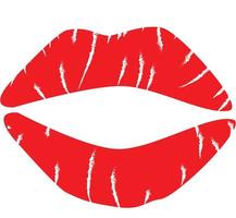 impresión de icono de labios rojos. icono de beso de lápiz labial. símbolo de los labios. signo de beso vector