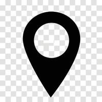 icono de pin de ubicación en transparente. signo de marcador de mapa. estilo plano símbolo de punto de mapa. símbolo de puntero de mapa. signo de pin de mapa. vector