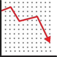 icono de gráfico de tendencia descendente. icono de acciones. señal de caída del mercado financiero. gráfico gráfico símbolo de tendencia bajista. gráfico bajando el signo. vector