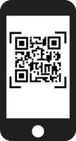 escanee el código qr con el icono del teléfono móvil en el fondo blanco. estilo plano código qr en el símbolo del teléfono móvil. vector