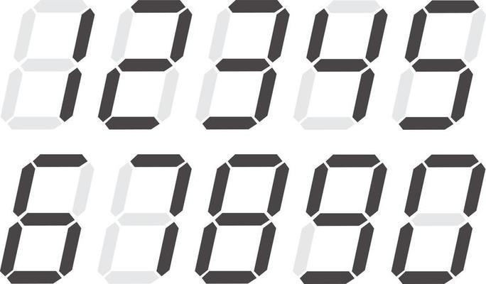 Digital numbers 0 - 9 on white background. digital numbers icon. digital numbers symbol.