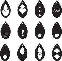 teardrop earrings icon. earrings template icon. laser cut pendant symbol. tear drop sign. vector