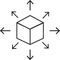 icono de distribución sobre fondo blanco. estilo plano icono de caja de distribución para el diseño de su sitio web, logotipo, aplicación, ui. símbolo del concepto de distribución de contenido. señal de distribución negra. vector