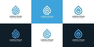 Minimalist elegant pure water drop liquid logo vector design elements wave