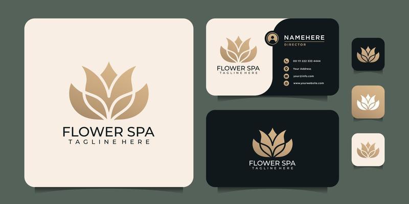 Flower spa leaf luxury golden flower logo symbol elements