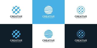 Modern sphere element globe planet logo design inspiration vector