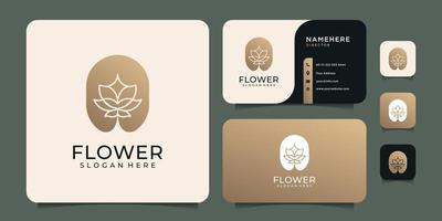 Luxury inspirational gradient shape flower logo with business card design vector