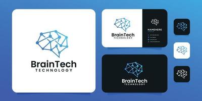Creative smart clever brain technology logo design for business company vector