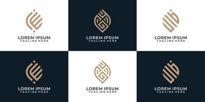 Set of abstract modern elegant logo design shape concept vector