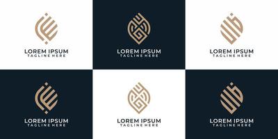 Set of abstract modern elegant logo design shape concept vector