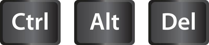 Ctrl, Alt and Del on white background. keyboard shortcut icon. three button for fix computer symbol. vector