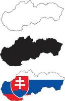 Slovakia flag map on white background. Outline map of Slovakia. Slovakia vector map silhouette. flat style.
