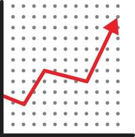 icono de gráfico de tendencia ascendente. signo de ganancias. signo de acciones. icono de flecha roja de progreso de crecimiento. símbolo de gráfico de líneas. vector