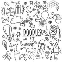 Black and white doodles set vector