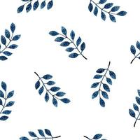 Botanical seamless pattern with dark blue twigs on white background. Watercolor hand-drawn illustration. Perfect for textile, fabrics, wrapping paper, linens, invitations, cards, covers and decor