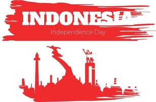 día de la independencia de indonesia con pincel de bandera vector