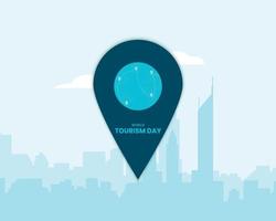 World Tourism Day Destination Icon Map And City Landscape Flat vector