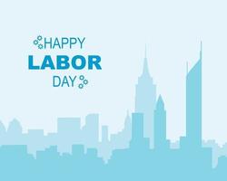 feliz día del trabajo con paisaje plano de nueva york vector