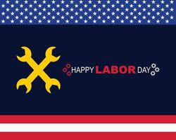 Happy Labor Day With Flag And Wrench Flat vector