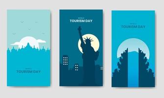 plantilla de paquete del día mundial del turismo plana vector