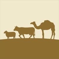 Vector of a Sheep, Cow, and Camel