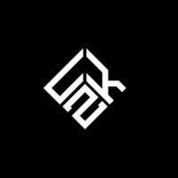 diseño de logotipo de letra uzk sobre fondo negro. concepto de logotipo de letra de iniciales creativas uzk. diseño de letras uzk. vector
