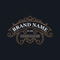 Flourish frame for label design, logo design, product quality design, brand logo design vector