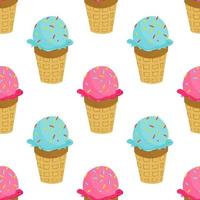 Seamless pattern with blue and pink ice cream. Summer decoration pattern. Wrapping paper. vector