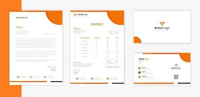 Modern Corporate Stationery design set, business letterhead, invoice design and business card vector