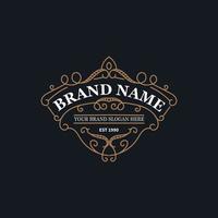 Flourish frame for label design, logo design, product quality design, brand logo design vector