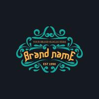 Vintage frame logo. Antique label. Suitable for studio, barber shop, label, brewing, salon, shop, signage. vector