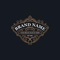 Flourish frame for label design, logo design, product quality design, brand logo design vector