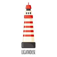 Lighthouse icon in flat style isolated on white background. Vector illustration.