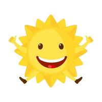 icono de sol divertido en estilo plano aislado sobre fondo blanco. sol sonriente de dibujos animados. ilustración vectorial