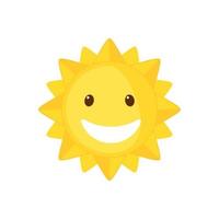 Funny Sun icon in flat style isolated on white background. Smiling cartoon sun. Vector illustration.